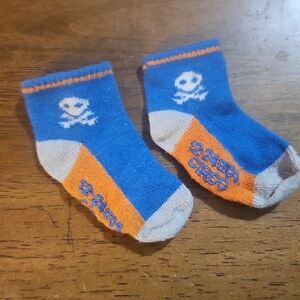 Circo Blue and Orange Skull Baby Socks
